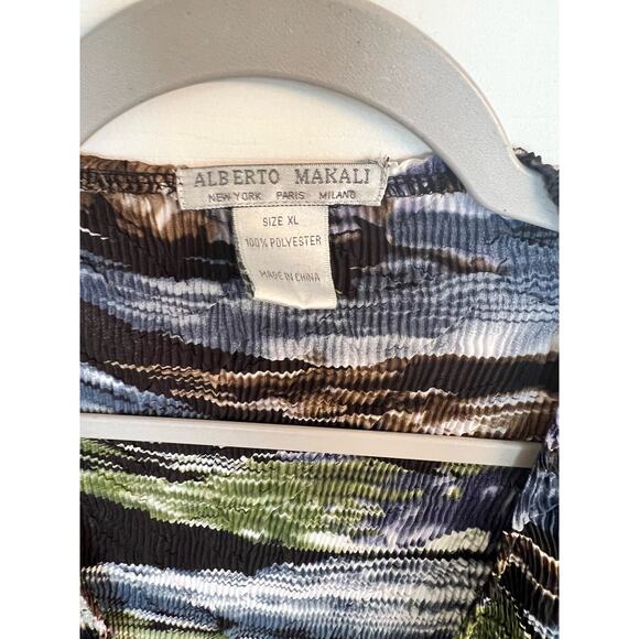 Alberto Makali Cardigan -  Black Blue Abstract- Open Front Ruffle - size XL - Picture 3 of 4